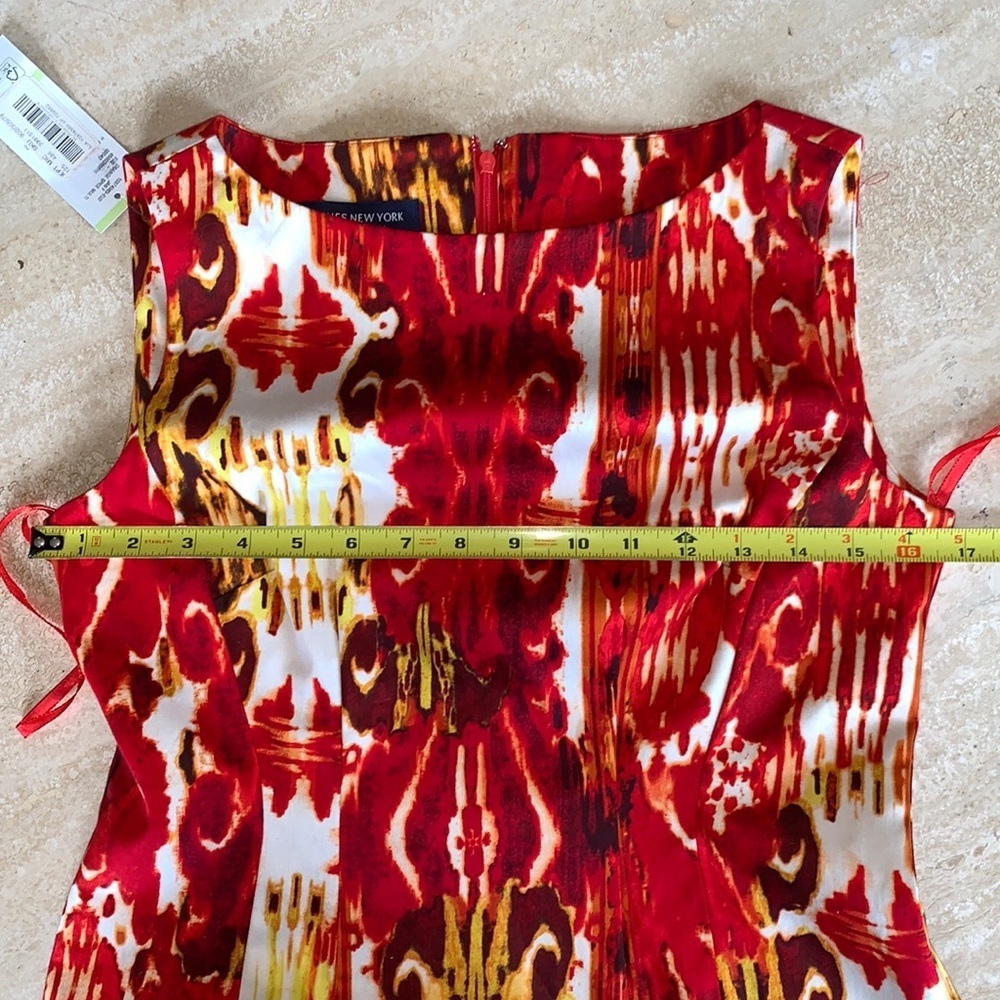 Jones New York dress Woman's, 4P Orange red print sheath, sleeveless, zip NWT - Picture 13 of 14